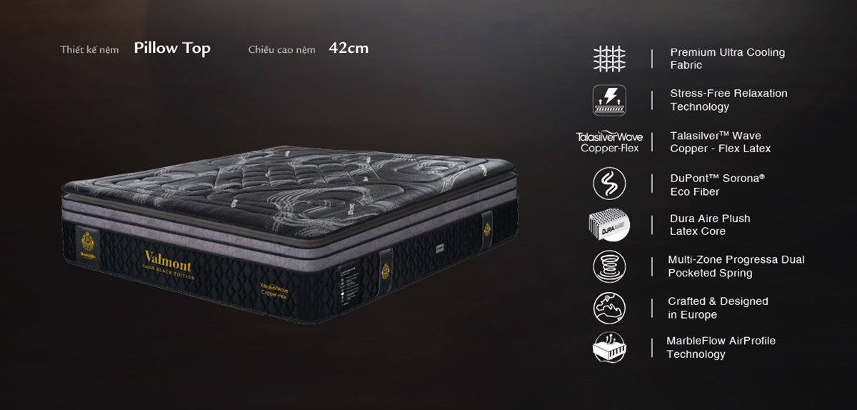 Nệm cao cấp Dunlopillo Black Valmont