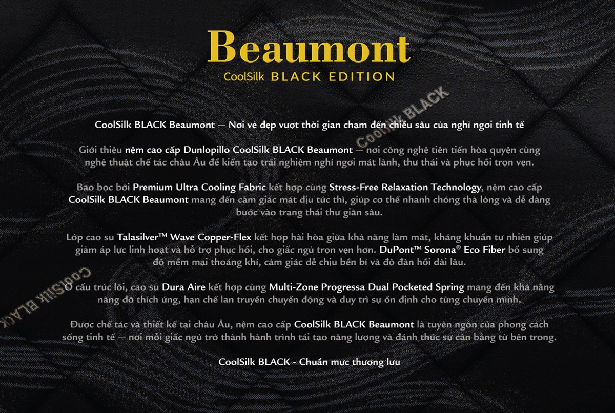 Cấu tạo Nệm cao cấp Dunlopillo Beaumont
